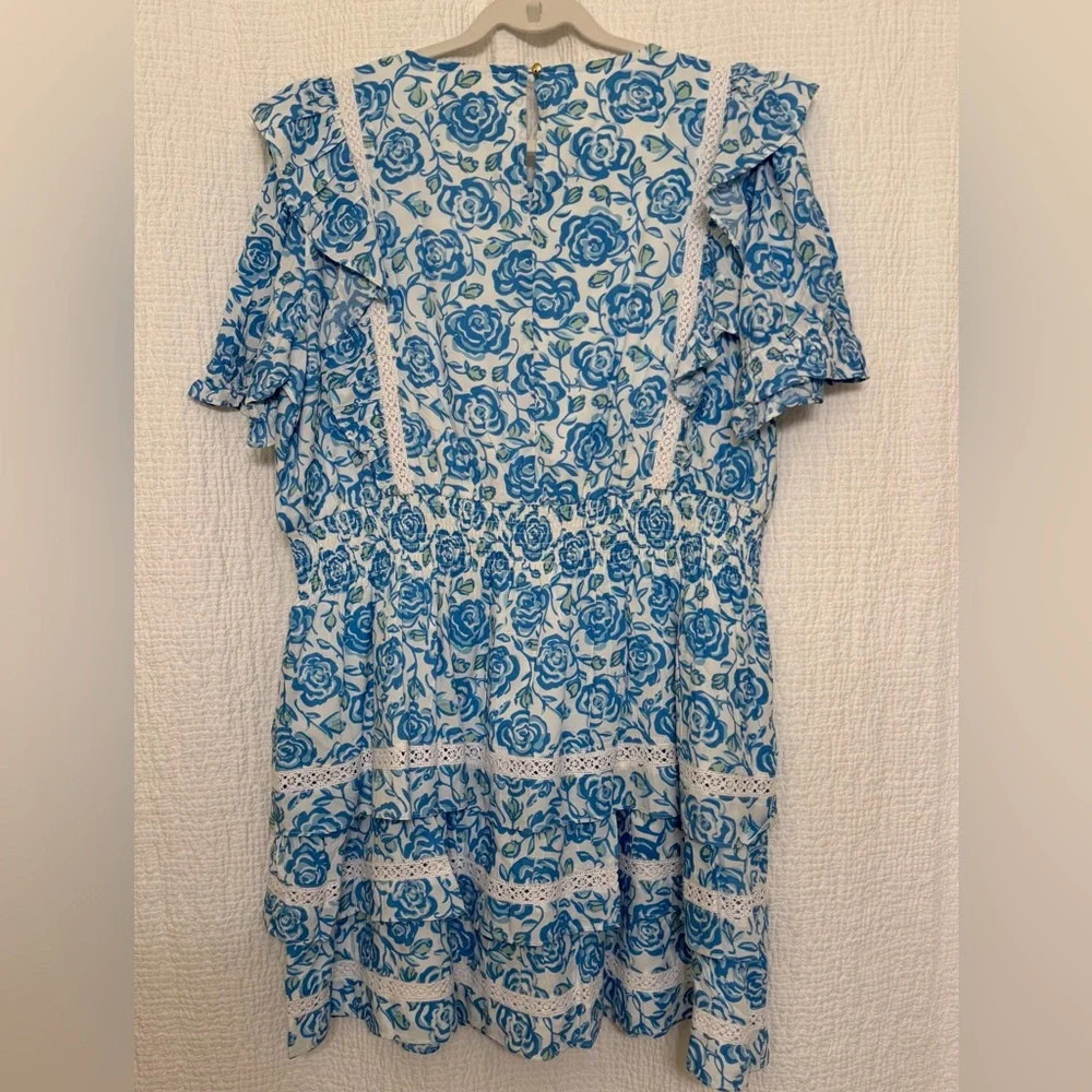 Sail to Sable Blue Rose Floral Tiered Dress XXL NWT $248 - Picture 9 of 9